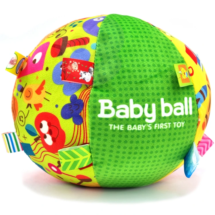Widok piłki WOOPIE BABY z góry — pełna powierzchnia sensoryczna i rozmieszczenie wszywek