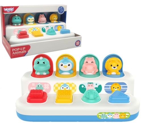 Wyskakujące zwierzątka POP-UP WOOPIE BABY 88 — kolorowa edukacyjna zabawka dla niemowląt