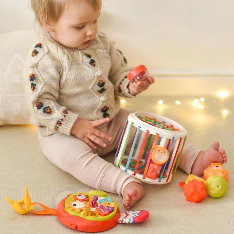 Zestaw 7 klocków o różnych fakturach do kostki sensorycznej Woopie Baby