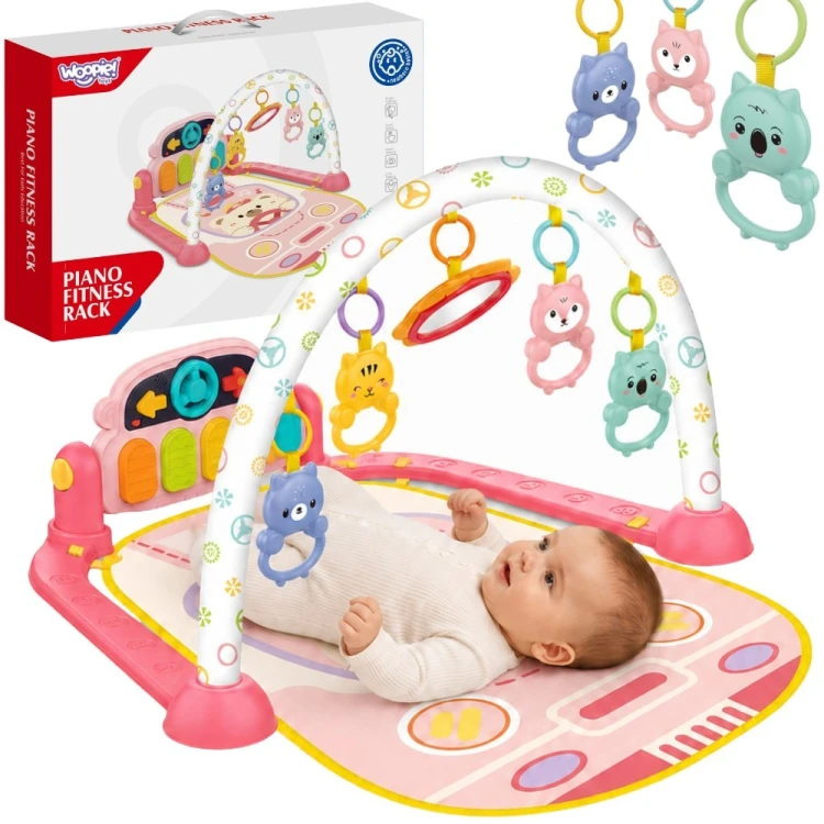 Kolorowa mata edukacyjna interaktywna pianinko Woopie Baby z pałąkiem i zawieszkami