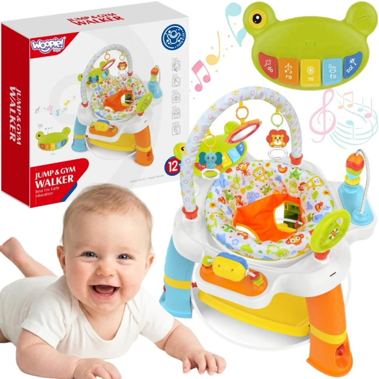 Interaktywne centrum aktywności Woopie Baby z obrotowym siedziskiem i panelem muzycznym