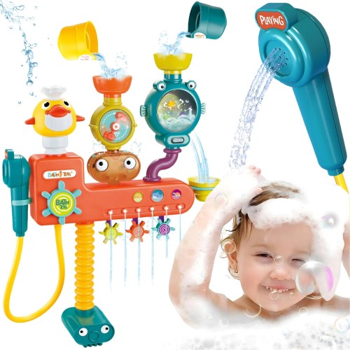 Zabawka do kąpieli WOOPIE BABY 88 — kaczuszka z kranikiem i przelewową fontanną w jasnym, przyjaznym designie