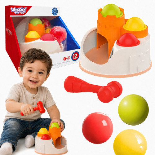 Wbijak z kulkami WOOPIE BABY - kolorowa zabawka edukacyjna dla dzieci powyżej 12 miesięcy