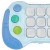 Niebieski gamepad WOOPIE — pokaz interakcji palca z bąbelkiem i ugnięciem powierzchni podczas nacisku