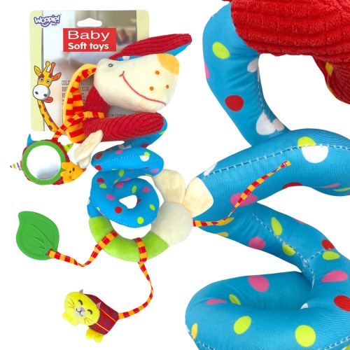Miękka zawieszka spirala WOOPIE BABY 88 z pieskiem do wózka i łóżeczka — zabawka edukacyjna dla niemowląt