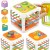 Zbliżenie na figury sortera WOOPIE — plastikowe klocki o różnych kształtach i fakturach, widoczny mechanizm zatrzaskowy