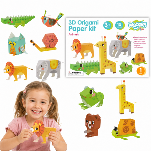Zestaw Origami 3D WOOPIE — kreatywny zestaw Zrób to Sam z 10 zwierzakami w kolorowej okładce