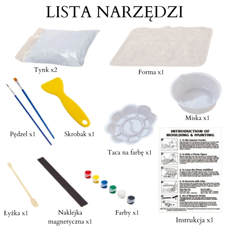 Paleta farbami i mieszadła z zestawu DIY — żywe kolory przygotowane do malowania świątecznych figurek