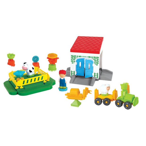 Detal kolorowych jeżyków Pin Bricks MOCHTOYS — zbliżenie na kolce i łączenia elementów zestawu