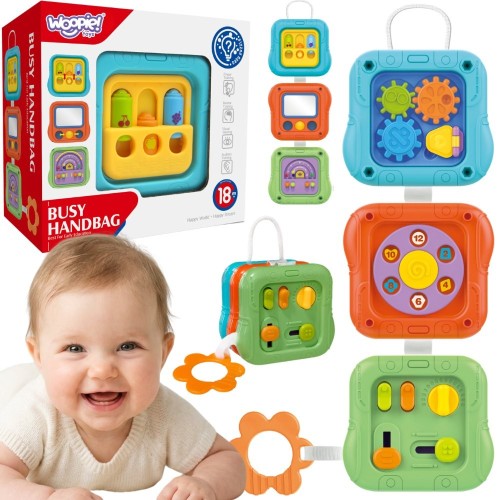 Zestaw 6 paneli sensorycznych Woopie Baby z kolorowymi elementami dla dzieci od 18. miesiąca życia
