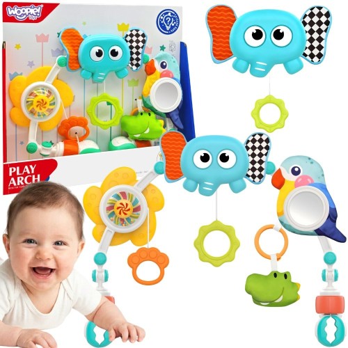 Kolorowy łuk sensoryczny Woopie Baby z elementami do zabawy dla niemowląt