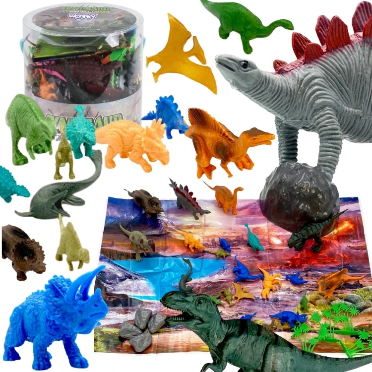 WOOPIE Zestaw Figurki Dinozaury 34 szt. 48 — widok z przodu, różne gatunki ułożone w grupie