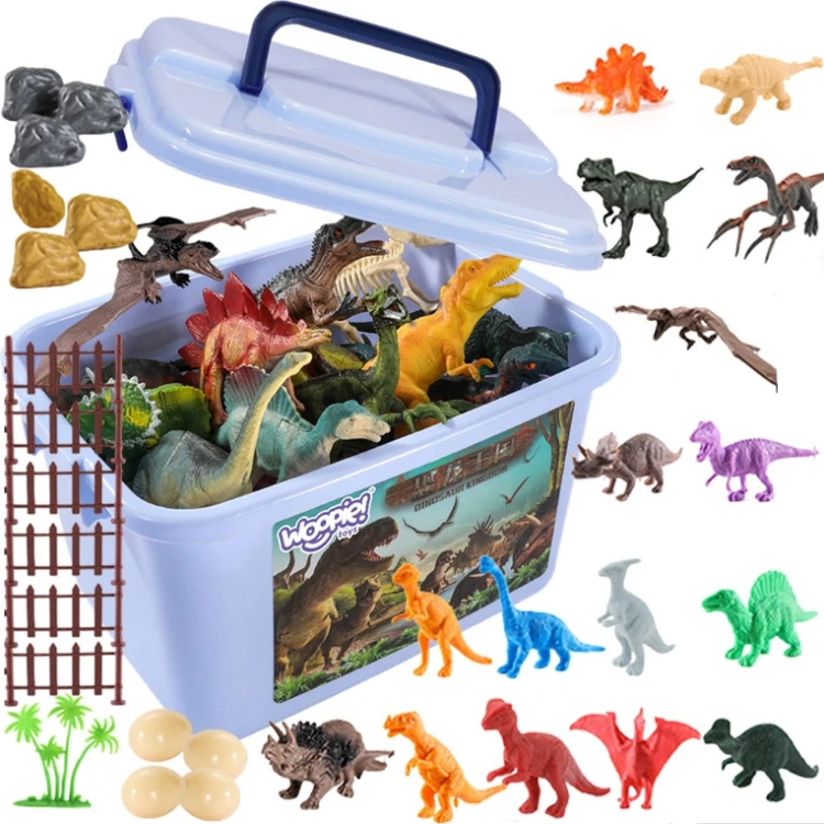 WOOPIE Zestaw Figurki Dinozaury 40 szt. — grupowe ujęcie wszystkich kolorowych figurek
