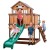 Drewniany plac zabaw Echo Heights BACKYARD DISCOVERY — domek z góry i zjeżdżalnia w ujęciu frontowym