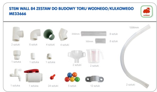 Zbliżenie na połączenia i złączki systemu MASTERKIDZ 55 — elementy toru wodnego układane na tablicy