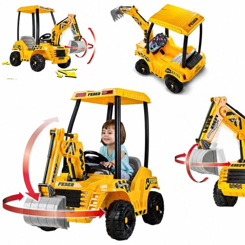 Koparka Elektryczna FEBER Super Digger LT 12V — widok z przodu z łyżką i siedziskiem sterującym