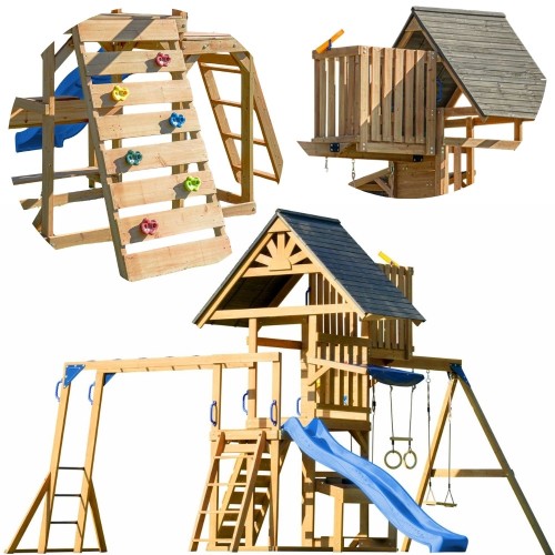AXI Mitch play tower 57 – duży drewniany plac zabaw z wieżą, zjeżdżalnią i huśtawkami
