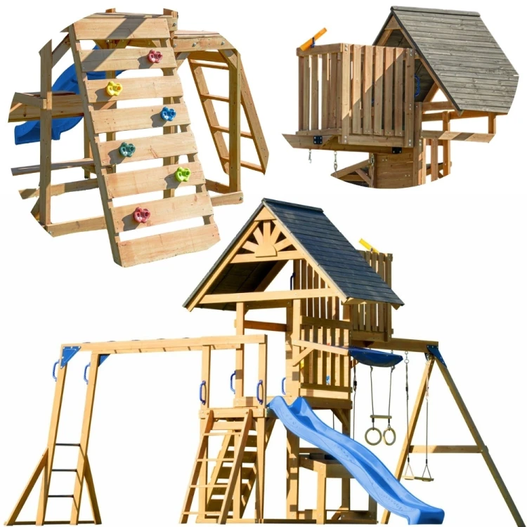 AXI Mitch play tower 57 – duży drewniany plac zabaw z wieżą, zjeżdżalnią i huśtawkami