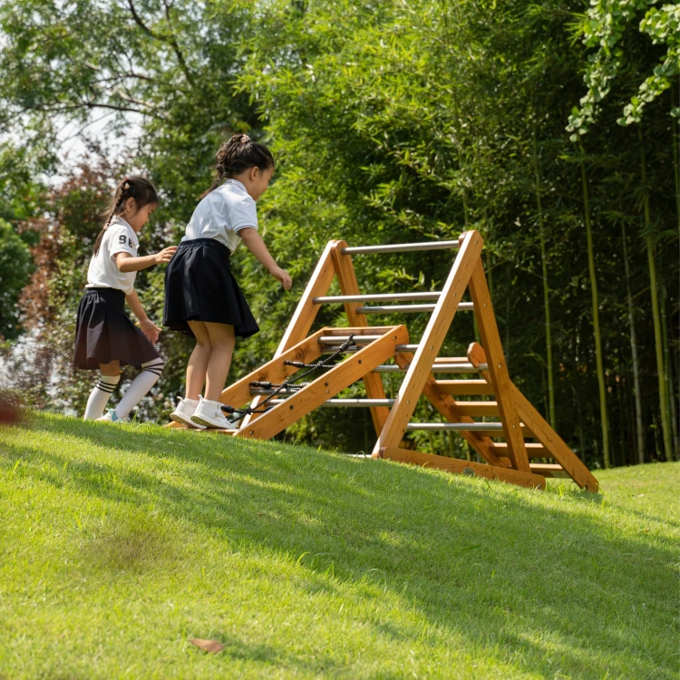 Widok boczny elementów — Drewniany plac zabaw CLASSIC WORLD EDU 91, drabinka Montessori z profilu