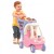 Tylny widok wózka Cozy Coupe — otwarta przestrzeń na zakupy, wygodny uchwyt i różowe wykończenia.