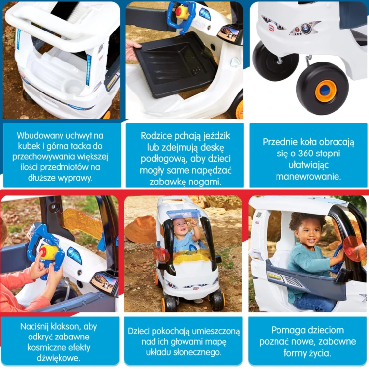 Tył jeździka Cozy Coupe LITTLE TIKES z otwieranym schowkiem bagażnika i dużym zderzakiem