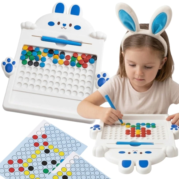 WOOPIE Tablica magnetyczna MagPad Królik — kolorowa tablica Montessori z uchwytem i miejscem na magnesy