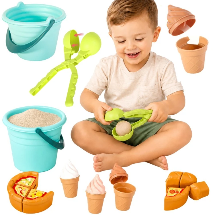 Zestaw do piasku FUN ICE CREAM WOOPIE — komplet 15 elementów do lepienia lodów i śnieżek