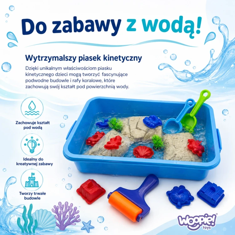 Walizka zamknięta z rączką — mobilny zestaw piasku kinetycznego WOOPIE 48 gotowy do zabrania