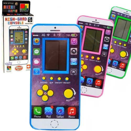 Mini kieszonkowa elektroniczna gra Tetris WOOPIE — widok frontu z włączonym ekranem