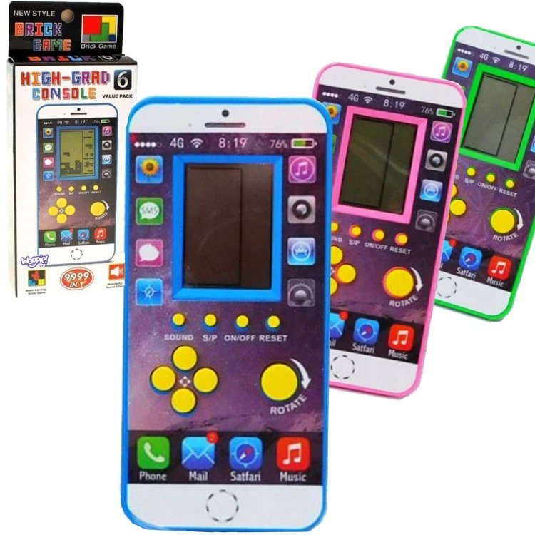 Mini kieszonkowa elektroniczna gra Tetris WOOPIE — widok frontu z włączonym ekranem