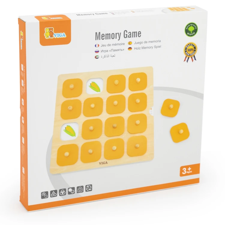 Zestaw Viga Memory rozłożony obok innych zabawek — prezentacja jako element zabaw Montessori