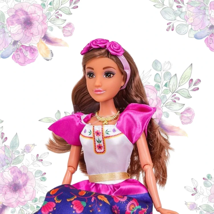 Detale rękawów i zdobienia lalki Lily WOOPIE ROYAL — zbliżenie na ornamenty i wykończenia stroju