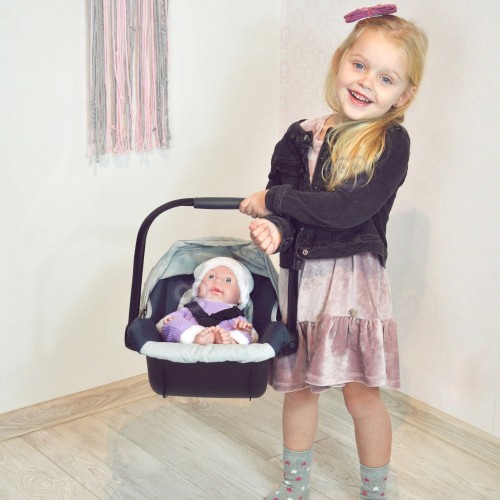 Nosidełko WOOPIE ROYAL na lalce 33–48 cm — model pokazany w użyciu, ergonomiczne ułożenie pasów