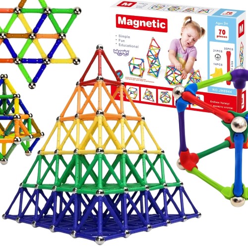 Zestaw klocków magnetycznych WOOPIE 70 elementów w kolorowym opakowaniu