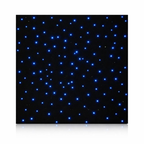 Panel 100×100×4 cm widziany centralnie, pokazujący rozmieszczenie 100 punktów świetlnych oraz ciepły backlight tła
