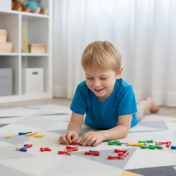 Dłonie układają klocki magnetyczne 3D WOOPIE — zabawa i tworzenie konstrukcji z elementów
