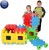 Komplet elementów w opakowaniu — różne kolory wafli WOOPIE i widok wnętrza pudełka z zestawem