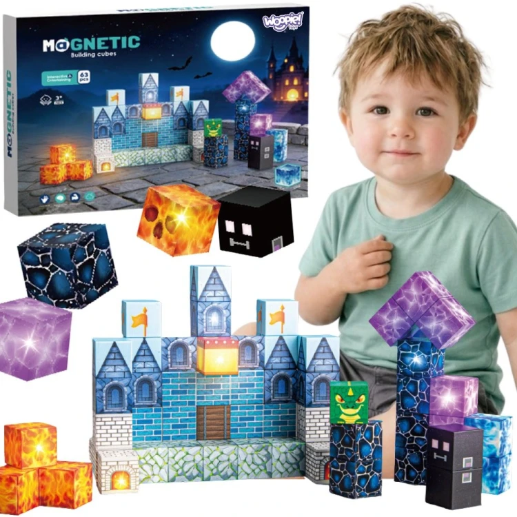 Magnetyczne klocki konstrukcyjne WOOPIE 64 elementy z nadrukiem UV