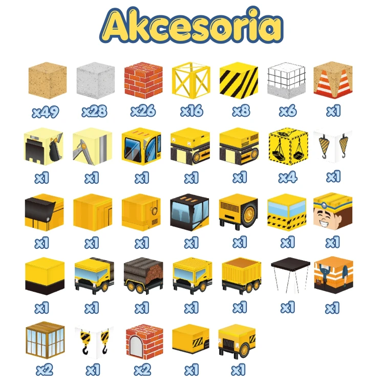 Kolorowe magnetyczne kostki WOOPIE 2x2x2 cm z nadrukami cegieł i okien w trakcie składania