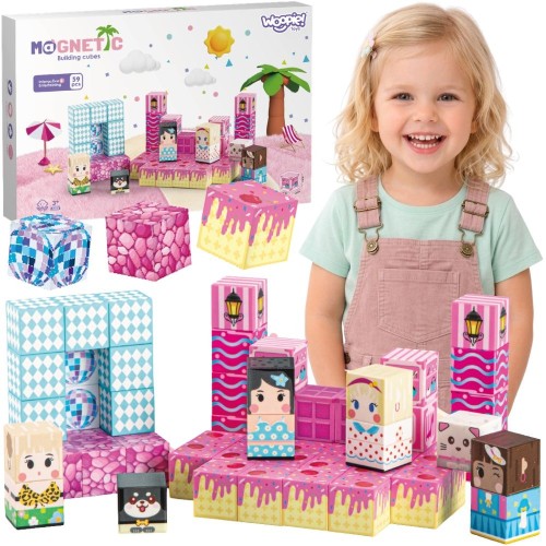 Zestaw klocków magnetycznych WOOPIE 59 elementów sześciany 2 cm w kolorach tęczy