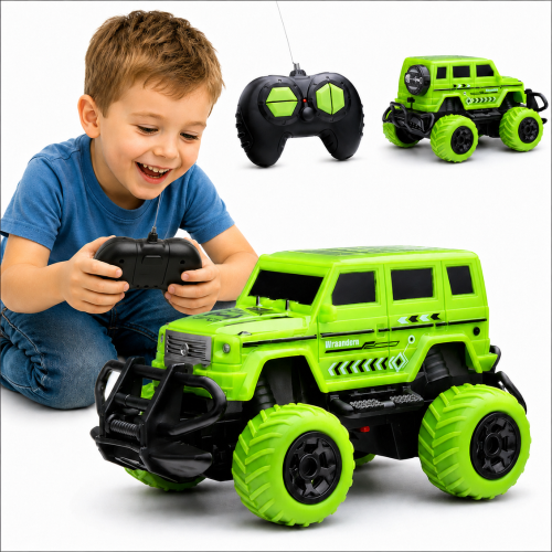 Samochód zdalnie sterowany WOOPIE 48 — RC Jeep Cross-Country z podświetleniem LED, widok z przodu i detale