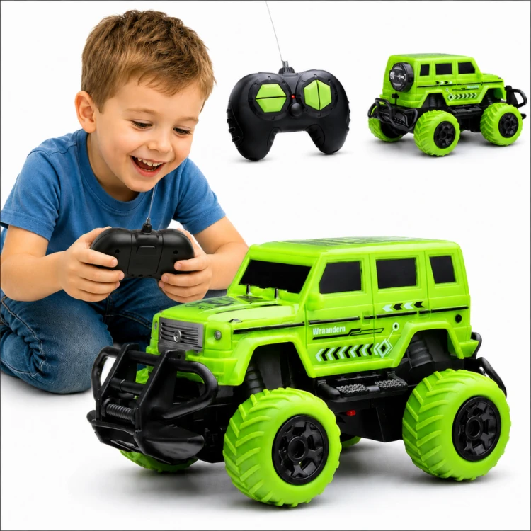 Samochód zdalnie sterowany WOOPIE 48 — RC Jeep Cross-Country z podświetleniem LED, widok z przodu i detale