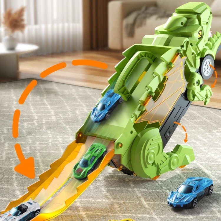 Detal figurki dinozaura z zestawu — tekstura, kolorystyka i ząbki widoczne, marka WOOPIE