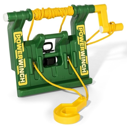 Wyciągarka rollyPowerwinch Rolly Toys — zbliżenie mechanizmu bębna i haka, detale mocowania do traktora