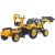 Zbliżenie na napis Komatsu i logo na masce traktora na pedały FALK oraz strukturę lakieru