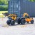 Mocowania koparki i ładowarki FALK — sposób osadzenia osprzętu na ramie widoczny z góry i z boku