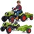 Traktor Claas na pedały FALK — zielony model z przyczepą i klaksonem, widok frontowy całego zestawu