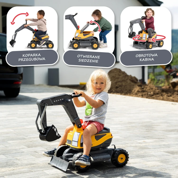 Łopata i pług koparki FALK — zbliżenie mechanizmu ramienia oraz połączeń elementów