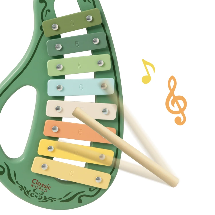 Detale farby i łączeń w drewnie — zbliżenie na wykończenie instrumentów CLASSIC WORLD