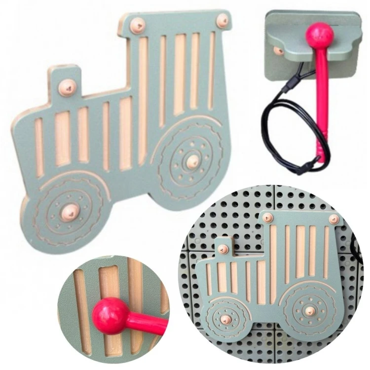 MASTERKIDZ Guiro instrument muzyczny 55 — traktor do tablicy STEM, widok z przodu z kolorowymi elementami